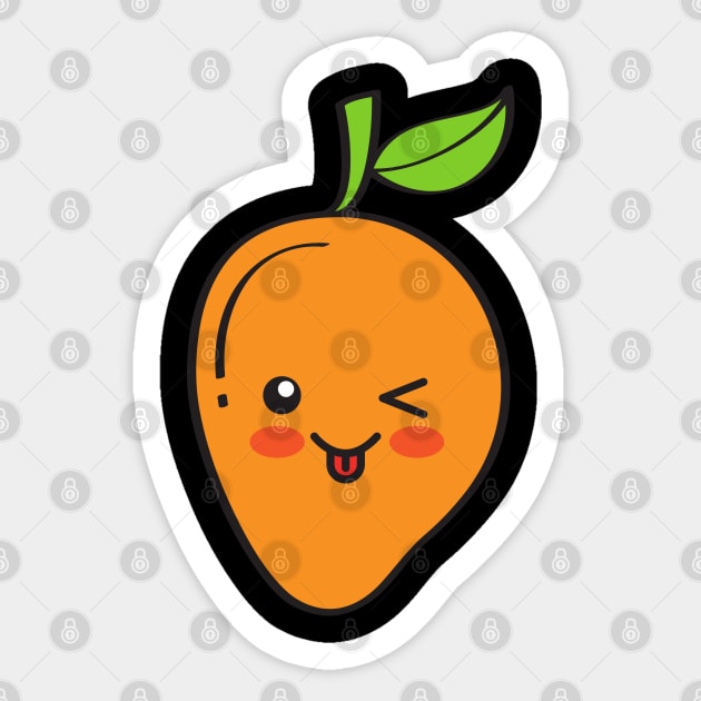 Cute Mango winking and blushing Sticker by The Sober Art
